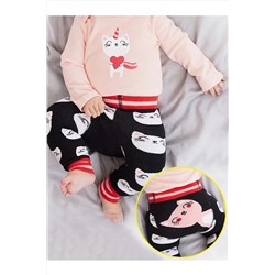 Denokids Kedi Kız Bebek Siyah Örme Tayt-pantolon CFF-22S1-161