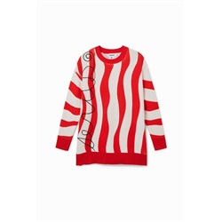 Jersey oversize de punto con olas rojas