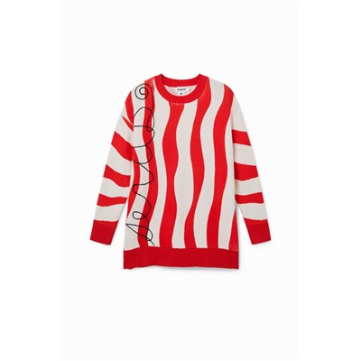 Jersey oversize de punto con olas rojas