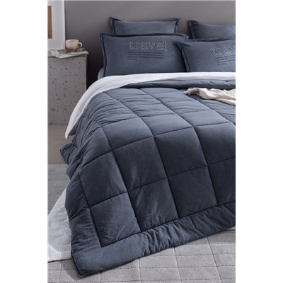 Bobigny Çift Kişilik Pamuklu SuperSoft Comforter Set - İndigo