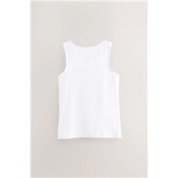White Heart Lace Trim Vests 5 Pack (1.5-16yrs)