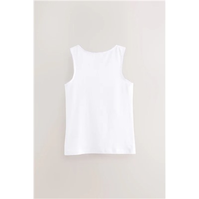 White Heart Lace Trim Vests 5 Pack (1.5-16yrs)