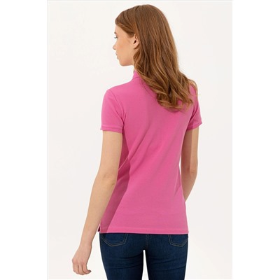 Kadın Pembe Basic Polo Yaka Tişört