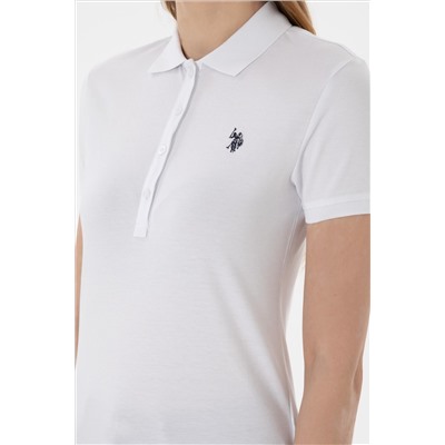 Kadın Beyaz Basic Polo Yaka Tişört