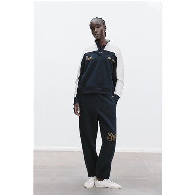 EMBROIDERED NUMBER PLUSH TROUSERS