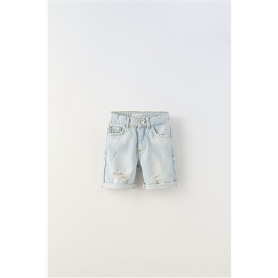 RIPPED DENIM BERMUDA SHORTS