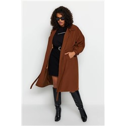 Trendyol Curve Kahverengi Beli Kemerli Trençkot TBBAW24BM00001
