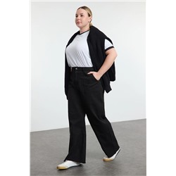 Siyah Yüksek Bel Geniş Paça Büyük Beden Wide Leg Jeans TBBAW25CJ00001