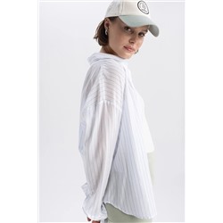 Defacto Oversize Fit Baskılı Vual Uzun Kollu %100 Pamuk Gömlek A9134AX23SM