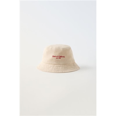 EMBROIDERED SLOGAN BUCKET HAT