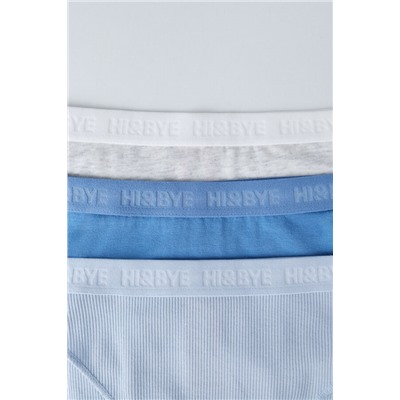 Pack 3 bragas clásicas azul, gris, azul claro