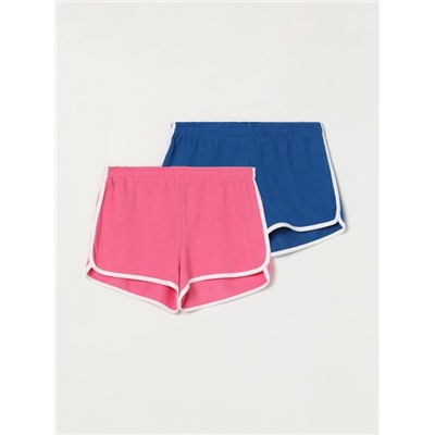 PACK OF 2 PAIRS OF BASIC PLUSH SHORTS WITH PIPING