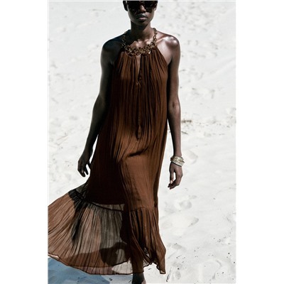 HALTER EYELET MIDI DRESS