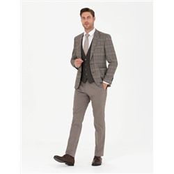 Açık Kahverengi Slim Fit Takım Elbise