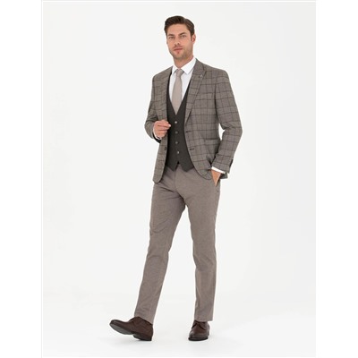 Açık Kahverengi Slim Fit Takım Elbise