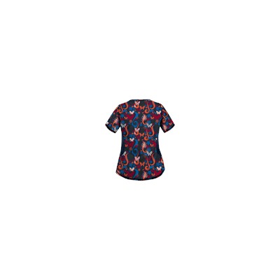 UA Flutter Flattery Navy Print Scrub Top