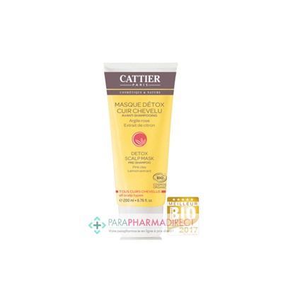 Cattier Masque Détox Cuir Chevelu Avant Shampooing BIO Argile Rose 200ml