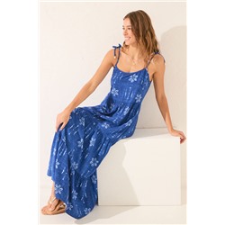 Vestido largo floral azul