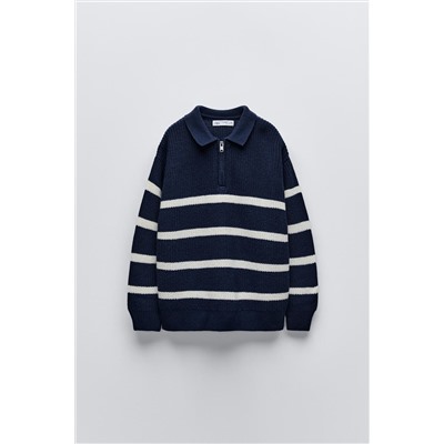 STRIPED SWEATER WITH ZIP