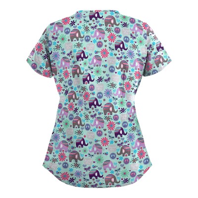 UA Beautiful Day Cool Blue Scallop Neck Scrub Top