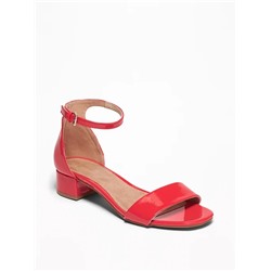 Faux-Patent Low-Heel Sandals for Women