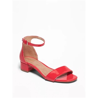 Faux-Patent Low-Heel Sandals for Women