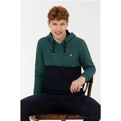 Erkek Yeşil Kapüşonlu Sweatshirt