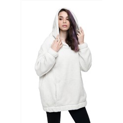 Толстовка женская из овечьей шерсти оверсайз HOT TREND (с капюшоном, цвет Ваниль) цвет БЕЛЫЙ