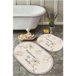 WOOLLY HOME COLLECTİON Dijital Kaymaz Yıkanabilir Modern 2'li Banyo Paspası Wllybny-135 WLLY-BNY-BN135