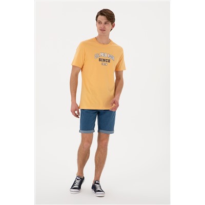 Erkek Regular Fit Bisiklet Yaka Turuncu Tişört