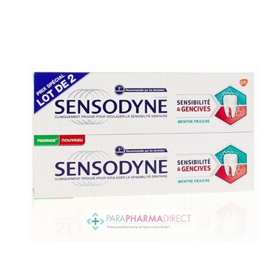 Sensodyne Dentifrice Sensibilité et Gencives Menthe Fraiche 2x75mlLot  × 2