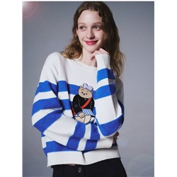 Ещё одна новинка от Teenie Weeni*e 🐻 коллекция 2024✔️ свитер в полоску с брендовой нашивкой в виде мишки , реплика высокого качества ✔️ цена на оф сайте выше 11 000🙈