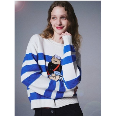Ещё одна новинка от Teenie Weeni*e 🐻 коллекция 2024✔️ свитер в полоску с брендовой нашивкой в виде мишки , реплика высокого качества ✔️ цена на оф сайте выше 11 000🙈