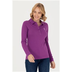 Kadın Violet Basic Polo Yaka Sweatshirt