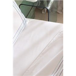 Holly King Size %100 Pamuk Nevresim Takımı - Beyaz/Turkuaz