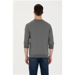 Erkek Antrasit Melanj Bisiklet Yaka Basic Sweatshirt