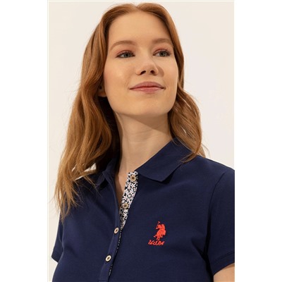 Kadın Lacivert Basic Polo Yaka Tişört