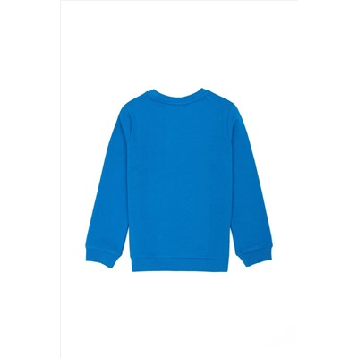 Erkek Çocuk Kobalt Mavi Basic Sweatshirt