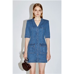 Vestido recto vaquero Azul marino