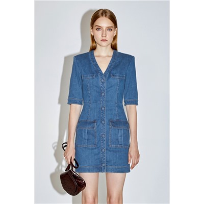 Vestido recto vaquero Azul marino