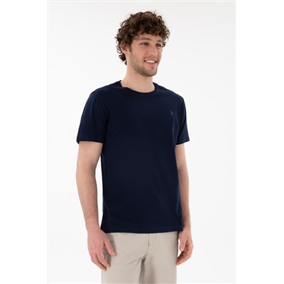 Erkek Regular Fit Bisiklet Yaka Lacivert Basic Tişört