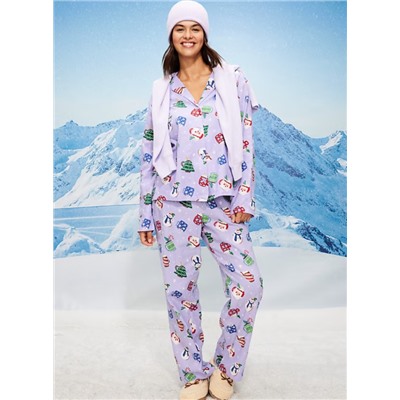 Printed Flannel Pajama Pant Set for Women