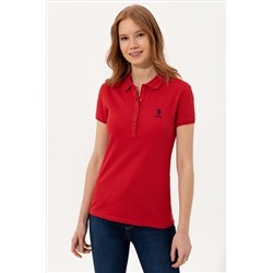 Kadın Kırmızı Basic Polo Yaka Tişört