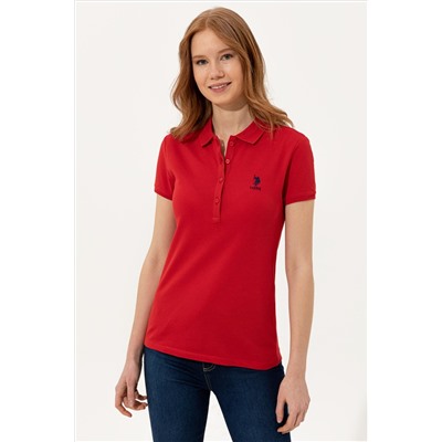 Kadın Kırmızı Basic Polo Yaka Tişört