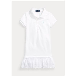 Girls 2-6x Eyelet Stretch Mesh Polo Dress