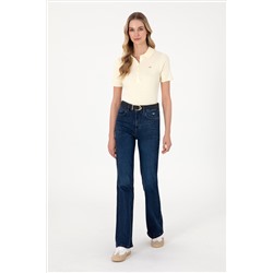 Kadın Koyu Mavi Slim Flare Fit Jean Pantolon