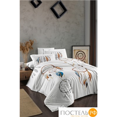 Постельное белье Карвен Stripe Satin с цветным принтом семейное N251-SB012 (7пр.)