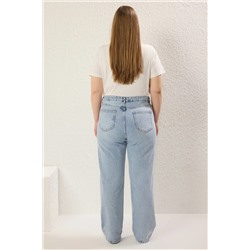 Mavi Yüksek Bel Geniş Paça Büyük Beden Jeans TBBSS24CJ00042