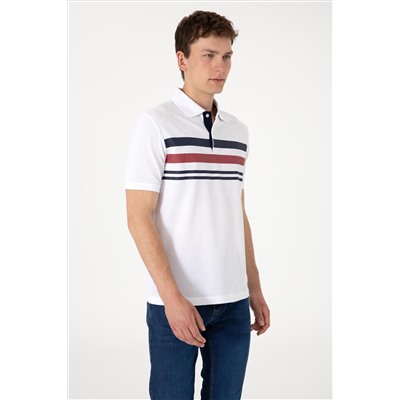 Erkek Regular Fit Polo Yaka Beyaz Tişört
