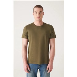 Avva, Erkek Haki Ultrasoft Bisiklet Yaka Pamuklu Basic T-shirt E001171